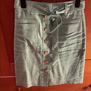 Women’s J Crew Kelly  Green Button-Front Tie Waist Skirt